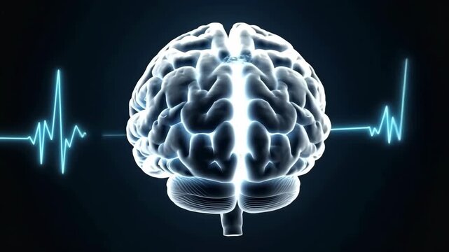 Human brain made of storm cloud with electric lightning surreal technology advertisement background artificial intelligence conceptual mind power