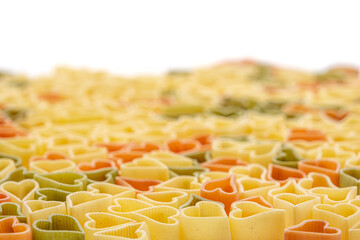 Close-Up Of Uncooked heart shaped pasta