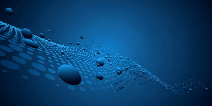 Abstract underwater world map featuring blue liquid waves and bubbles with fresh motion ripples and light drops on a clean nature background