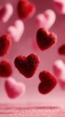 Naklejka premium Valentine's Day, a holiday for lovers, a romantic date, a red heart, February 14 Hearts in the Air, holiday wallpaper. High quality