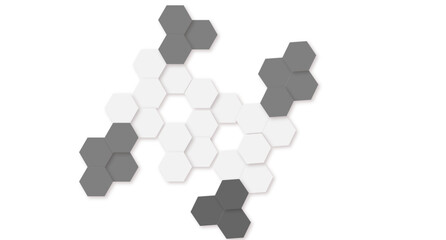 Obraz premium modern graphic design featuring a collection of white and gray hexagons on a clean white background.
