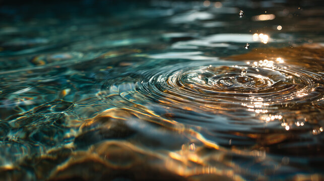 Water Drop Impact on Liquid Surface with Golden Reflections