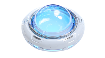 Futuristic light emitting orb isolated on white background