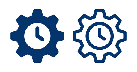 Gear with clock icon for process timing concept