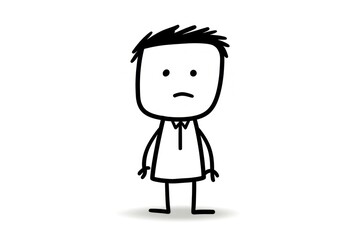 Fototapeta premium 1 stickman frowning minimalistic 2d drawing sketch white.