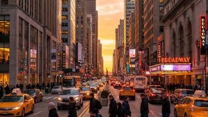 Vibrant New York City Streets at Sunset