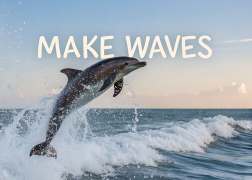 Dolphin jumping over waves isolated on transparent background