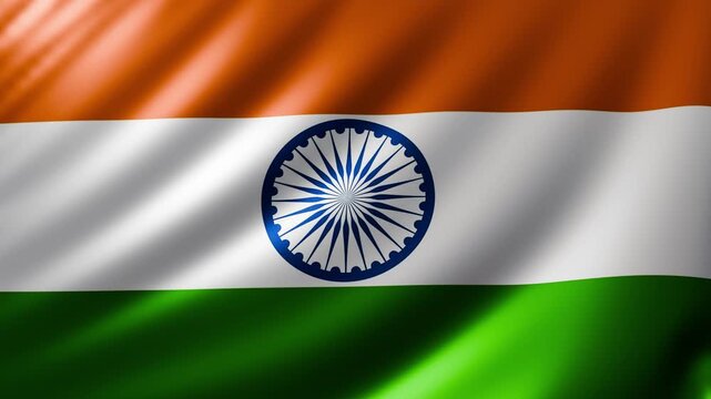 India flag animation with flowing fabric motion and vivid tricolor tones, ideal for cultural documentaries, educational content, national events, news visuals, and international presentations.