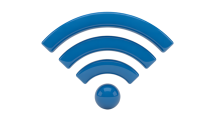A blue WiFi symbol on a black background representing internet connectivity