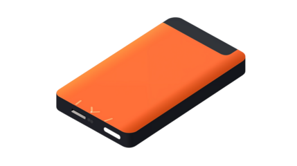 A sleek orange portable power bank on a black background