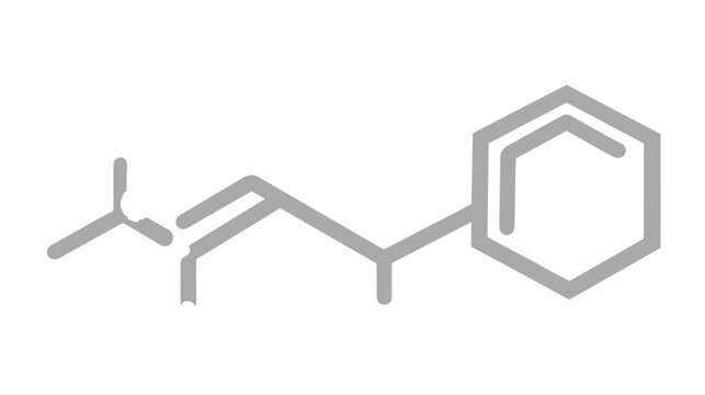 Abstract grey line illustration of an organic chemical molecular structure diagram on a white background, symbolizing chemistry, science, and research.