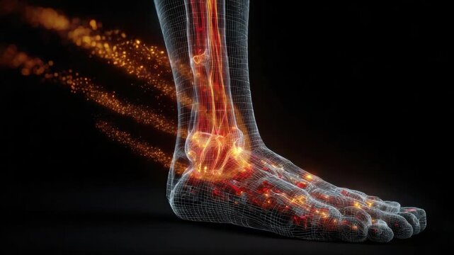 Human Foot Anatomy: An detailed illustration showcasing the intricate skeletal structure of the foot, highlighting the complexities and vital functions of the human body.