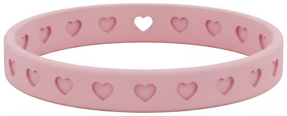 Pink bracelet png Heart band cutout Silicone wristband png Rubber accessory cutout Love bangle png Cute jewelry cutout Valentine wristlet isolated transparent background image