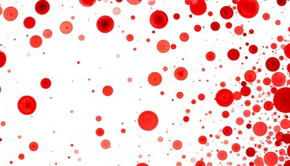 Red dots, abstract pattern, blood-like, random distribution, scattered design, white background, minimal composition, textured surface, modern art, creative concept, decorative motif, artistic express