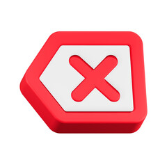 Obraz premium cross mark icon 3d render red left arrow