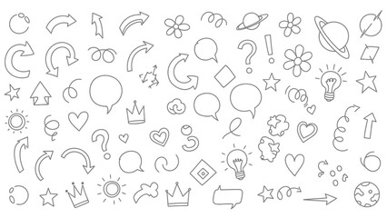Obraz premium Collection of Hand-Drawn Doodle Elements and Icons for Creative Design Projects