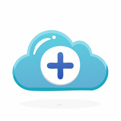 Obraz premium Cloud icon with plus symbol vector illustration on white background