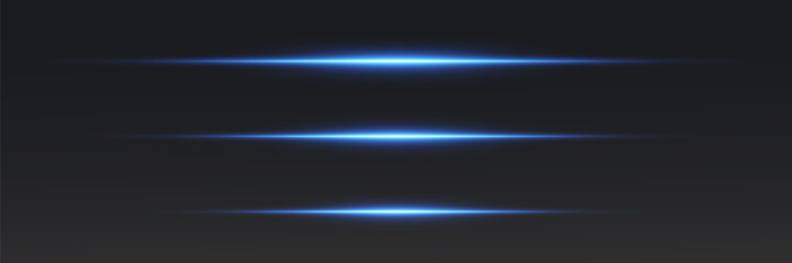 Horizontal blue rays with light effect. On a transparent background. © Oleksandr