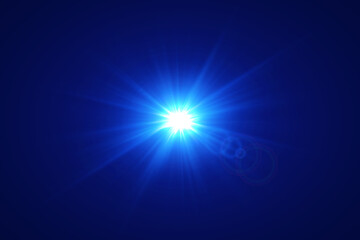 Obraz premium Modern blue lens flare background with glow.
