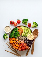 Vibrant veggie bowl with fresh ingredients and quinoa for healthy eating