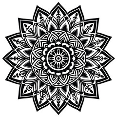 Orange Floral Mandala Ornament Vector, Decorative Indian Rangoli Pattern,