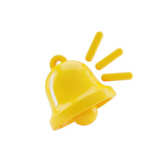 3d rendered yellow bell with rays