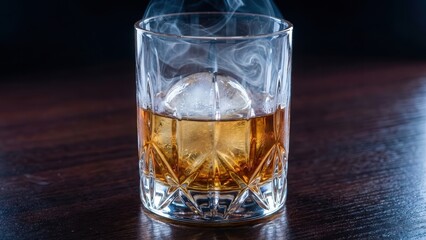Refreshing Whiskey in a Glass with Ice