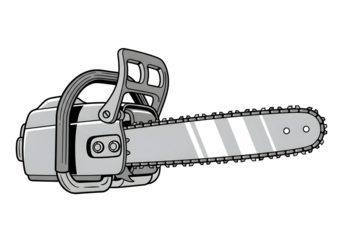 A detailed illustration of a chainsaw on a transparent background