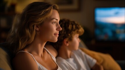 Fototapeta premium A graphic illustration captures moments before a comet strike causing apocalypse, showing families in their homes unaware of the cataclysmic event about to change their lives forever within