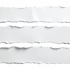 Fototapeta premium Four white torn strips of paper on white background