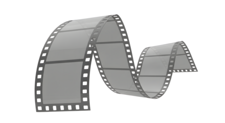 A roll of film strip on a transparent background, symbolizing cinema and photography