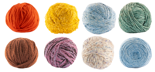 Knitting wool yarn balls isolated