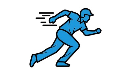 Fototapeta premium Dynamic blue runner in motion with motion lines behind