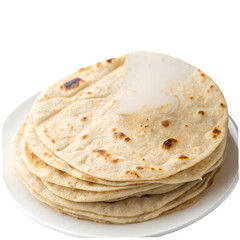 Fresh Indian chapati isolated on transparent background