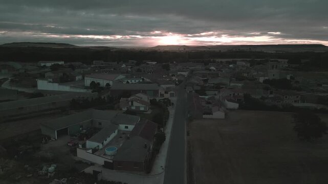 The sunrise over a village in northern Spain