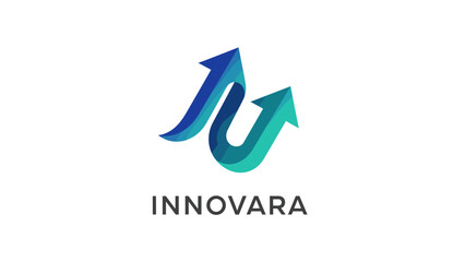 Innovara Logo with Gradient Arrows Symbol.