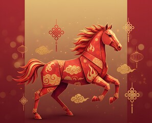 Festive Fire Horse Zodiac 3D Paper Origami for Chinese New Year