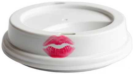 White Lid png Red Kiss cutout Pink Lipstick png Romantic Imprint cutout Plastic Cover png Disposable Top cutout Passionate Mark png Lovely isolated transparent background image