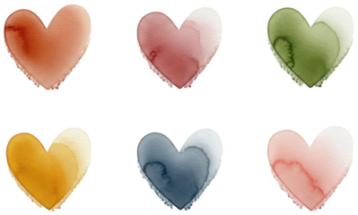 Watercolor heart png Colorful heart cutout Painted love symbol png Artistic heart cutout Romantic heart png Gradient love shape cutout isolated transparent background image