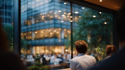 Workers gather in a common area during an office break within an open plan office, supporting social interaction, motivation, and positive workplace dynamics. cinematic color correction, natural