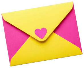 Yellow Envelope png Pink Letter cutout Vibrant Correspondence png Colorful Mail cutout Bright Message png Cheerful Card cutout Lovely isolated transparent background image