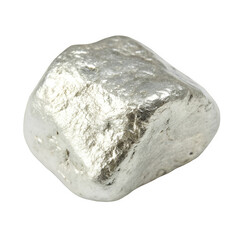 Pure silver nugget rock isolated on transparent background