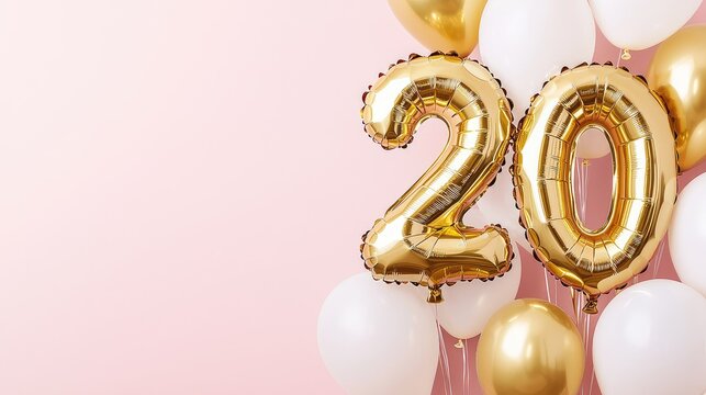 Stylish 20th Birthday Celebration with Gold Balloons