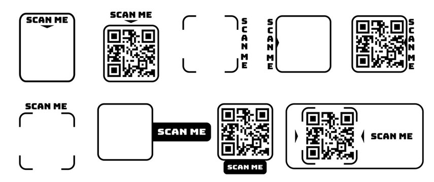 Scan this qr code sticker and scan the frame for qr design, clean code label with bold code for modern branding and social media.