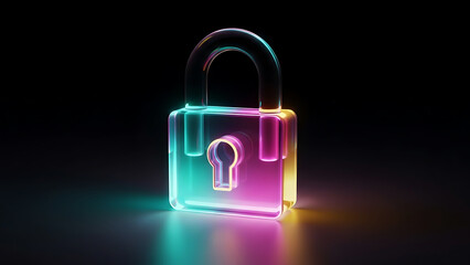 Vibrant neon lock symbolizing digital security