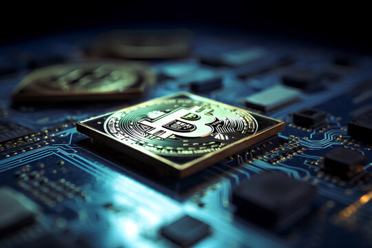 Cryptocurrency bitcoin golden coin crypro mining concept ai generated