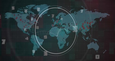 Animation of dna strand over world map - Powered by Adobe