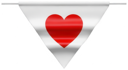 white pennant png red heart cutout triangular flag png blank banner cutout hanging streamer png love symbol png decorative pennon cutout isolated transparent background image