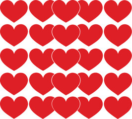 Symmetrical pattern of red hearts in a grid