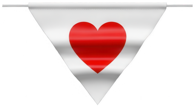 white pennant png red heart cutout triangular flag png blank banner cutout hanging streamer png love symbol png decorative pennon cutout isolated transparent background image - Powered by Adobe